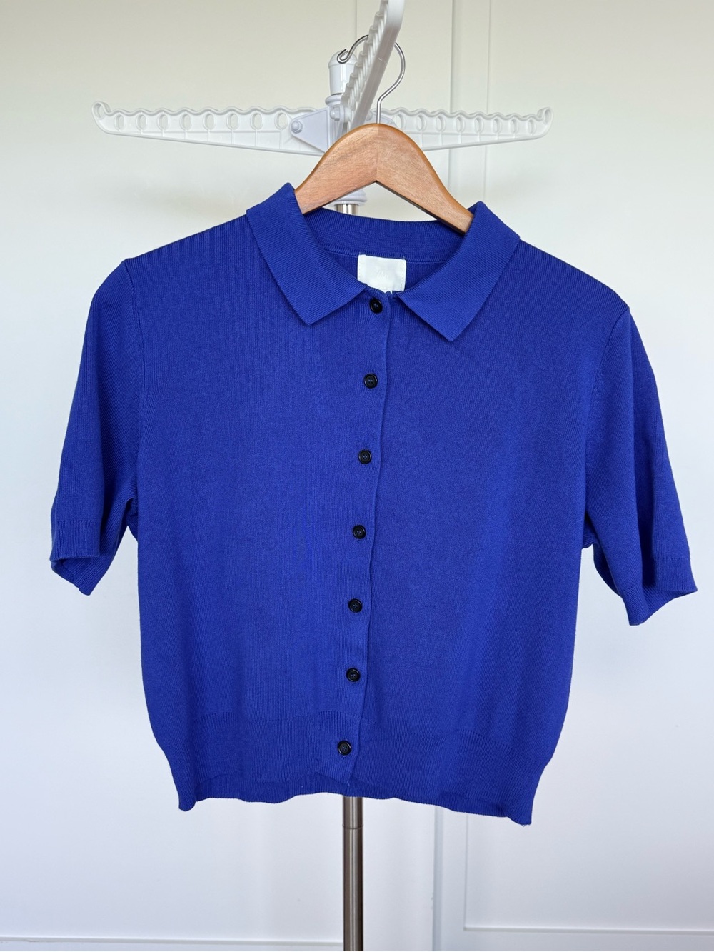 H&M Royal Blue Short-Sleeve Button-Down Sweater